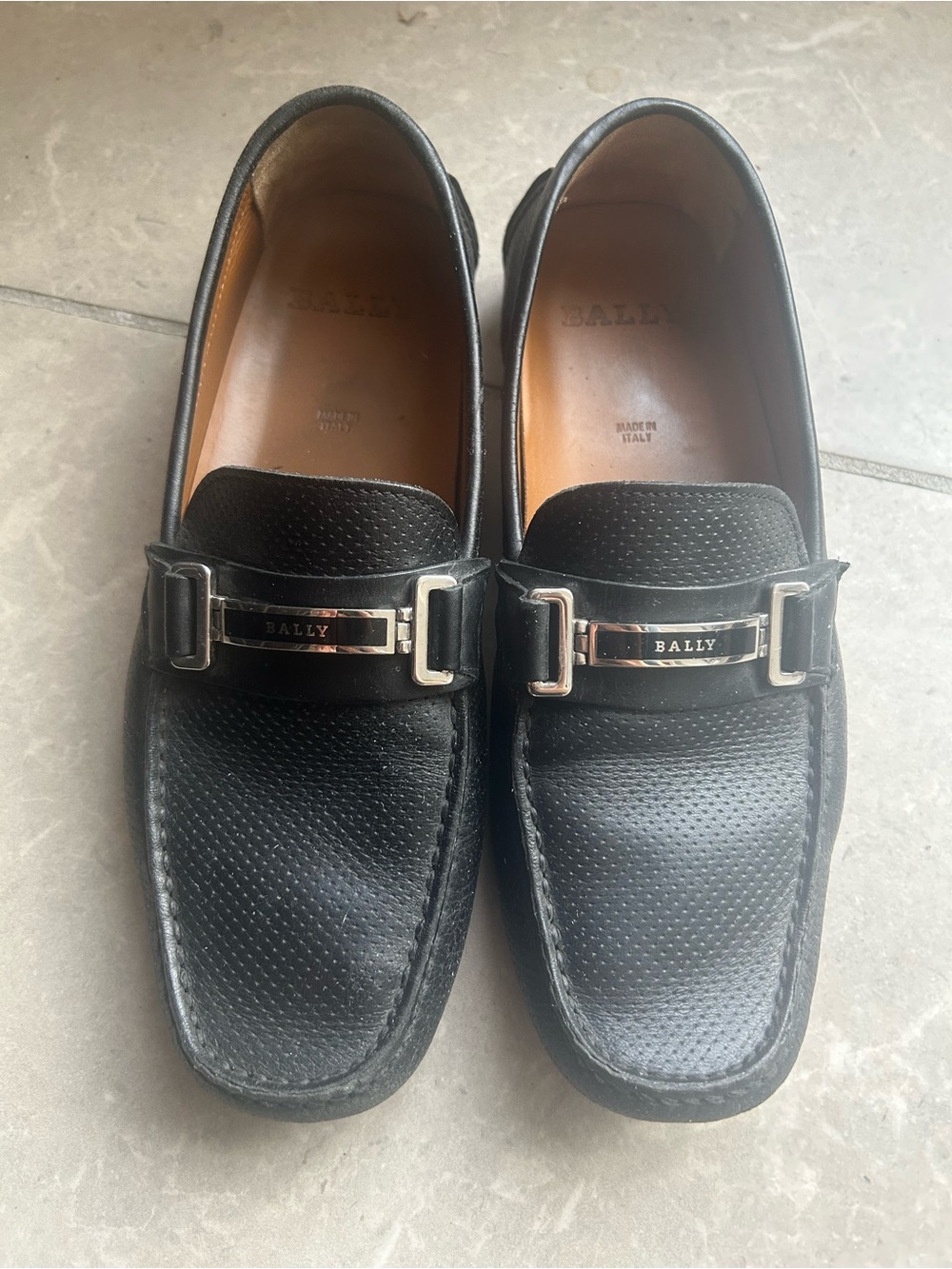 Bally Drulio Black Leather Driver Loafers Men’s US 7.5 Made in Italy